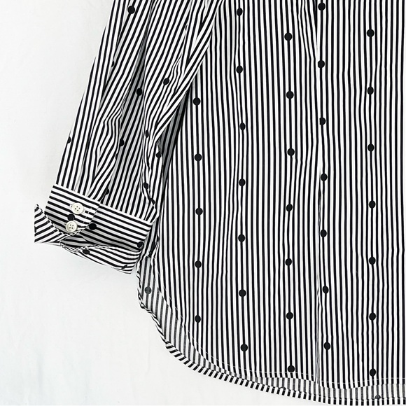 Talbots Black White Striped Dot Blouse Sz 1X  Top - Picture 10 of 14